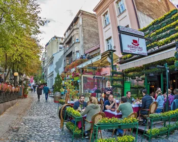 Skadarlija - bohemiska kvarteren  i Belgrad, Serbien.