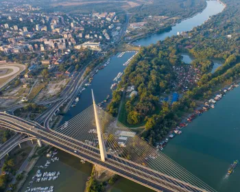 Ada Ciganlija och sjön Savska Jezero.