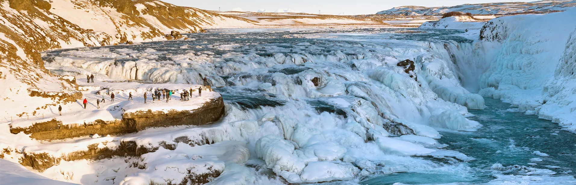 gullfoss, island, vinter