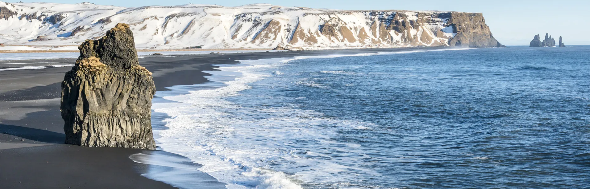 svarta, stranden, reynisfjara, strand, island, sydkusten